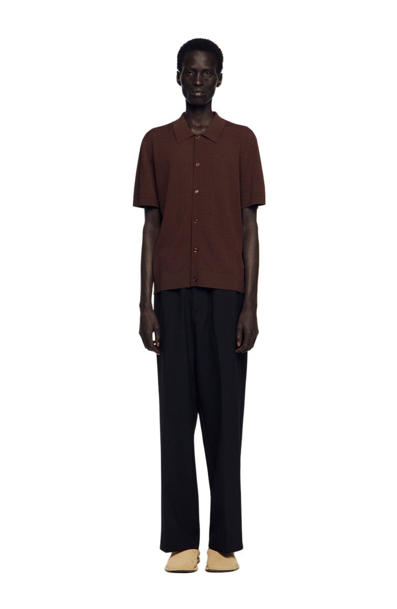 SANDRO Openwork shirt, Alternate, color, Chocolate