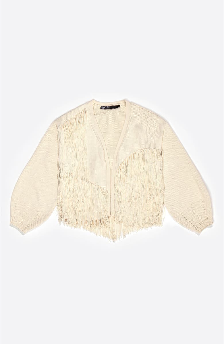 Bimba y Lola Fringed Knit Cardigan, Alternate, color, 