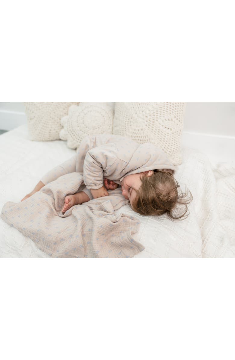 Bebe Bella Allover Raddish Print Swaddle, Alternate, color, Blue/Biscuit