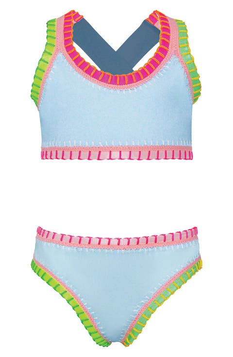 Kids' Sporty Rainbow Embroidered Two-Piece Swimsuit (Toddler, Little Kid & Big Kid)