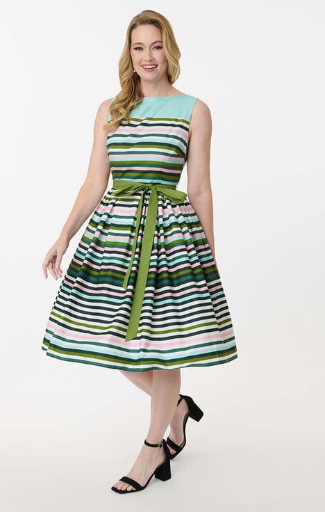 Sleeveless Belted Swing Dress