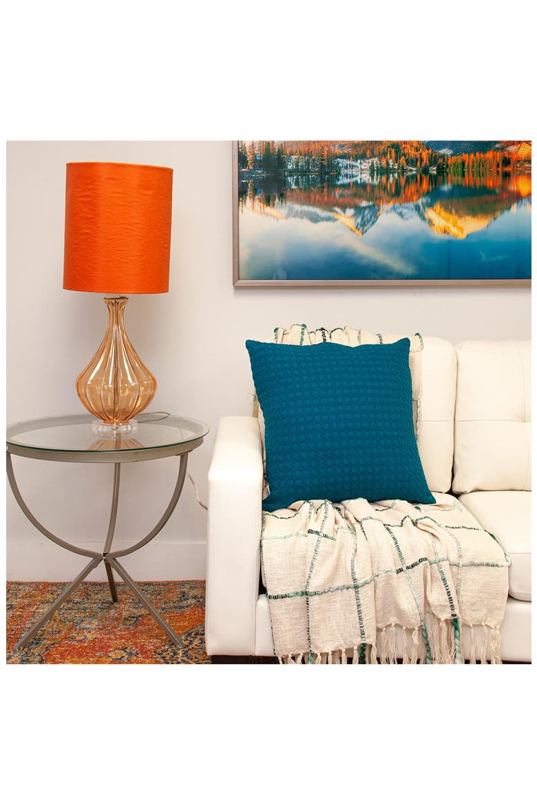 Crochet Overlay Throw Pillow, Alternate, color, BLUE