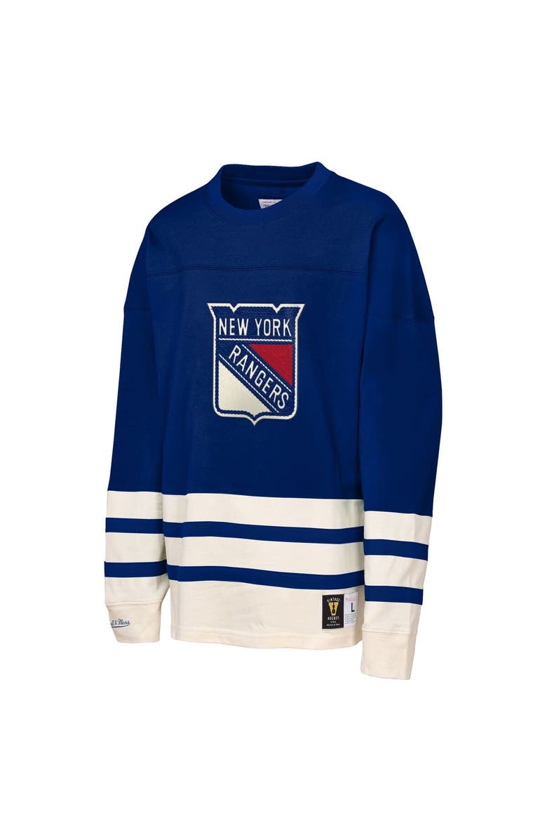 Mitchell & Ness Youth Mitchell & Ness  Blue New York Rangers Chainstitch Heavyweight Long Sleeve Top, Alternate, color, Blue