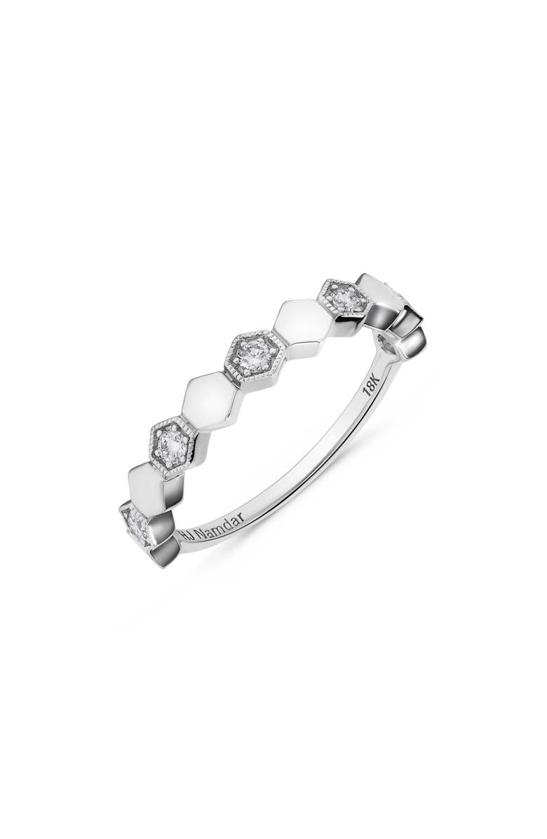 H.J. Namdar 14K White Gold Diamond Honeycomb Stackable Ring, Main, color, White Gold