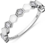 H.J. Namdar 14K White Gold Diamond Honeycomb Stackable Ring