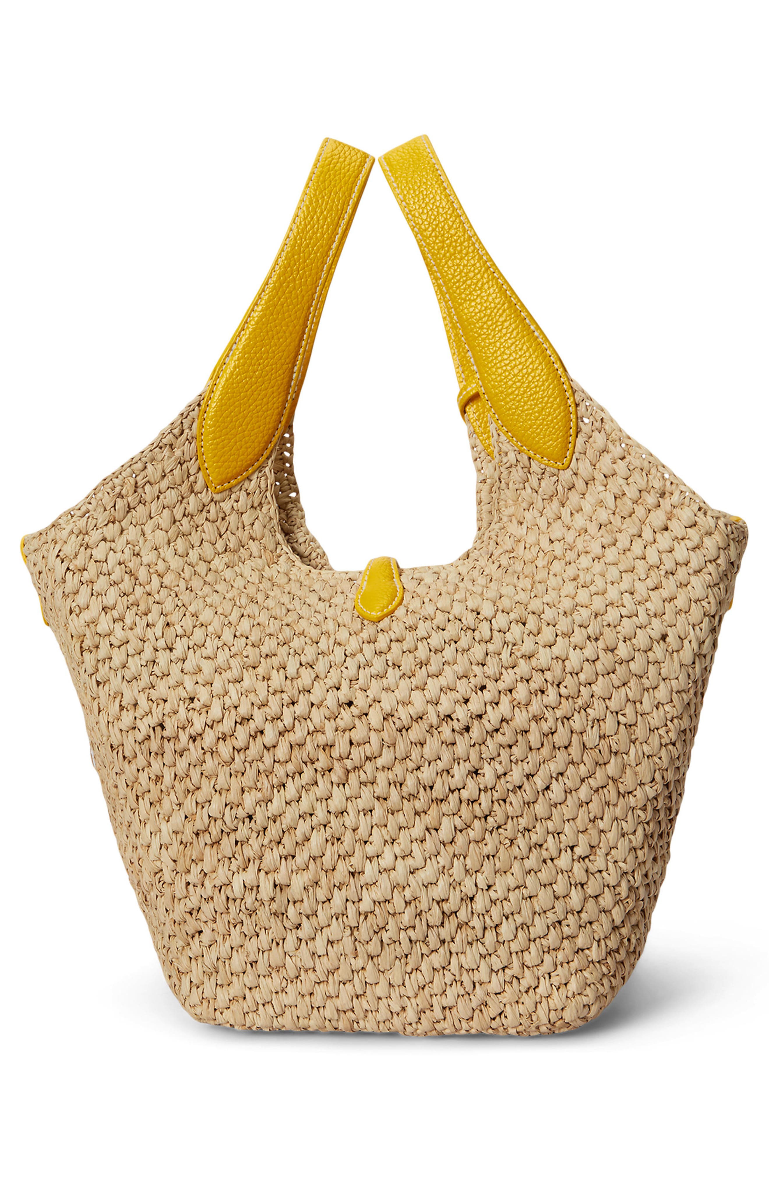 Polo Ralph Lauren Medium Play Raffia Tote, Alternate, color, Natural/ Canary Yellow