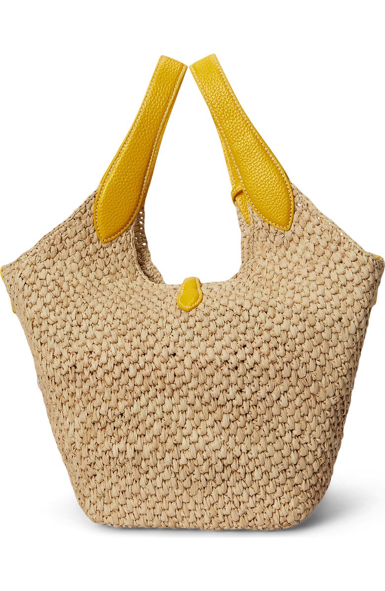 Polo Ralph Lauren Medium Play Raffia Tote, Alternate, color, Natural/ Canary Yellow