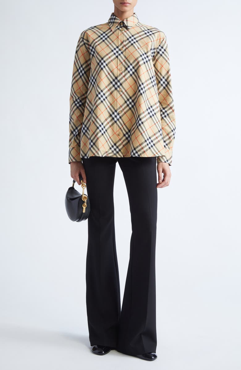 Burberry Heidi Check Cotton Button-Up Shirt, Alternate, color, 