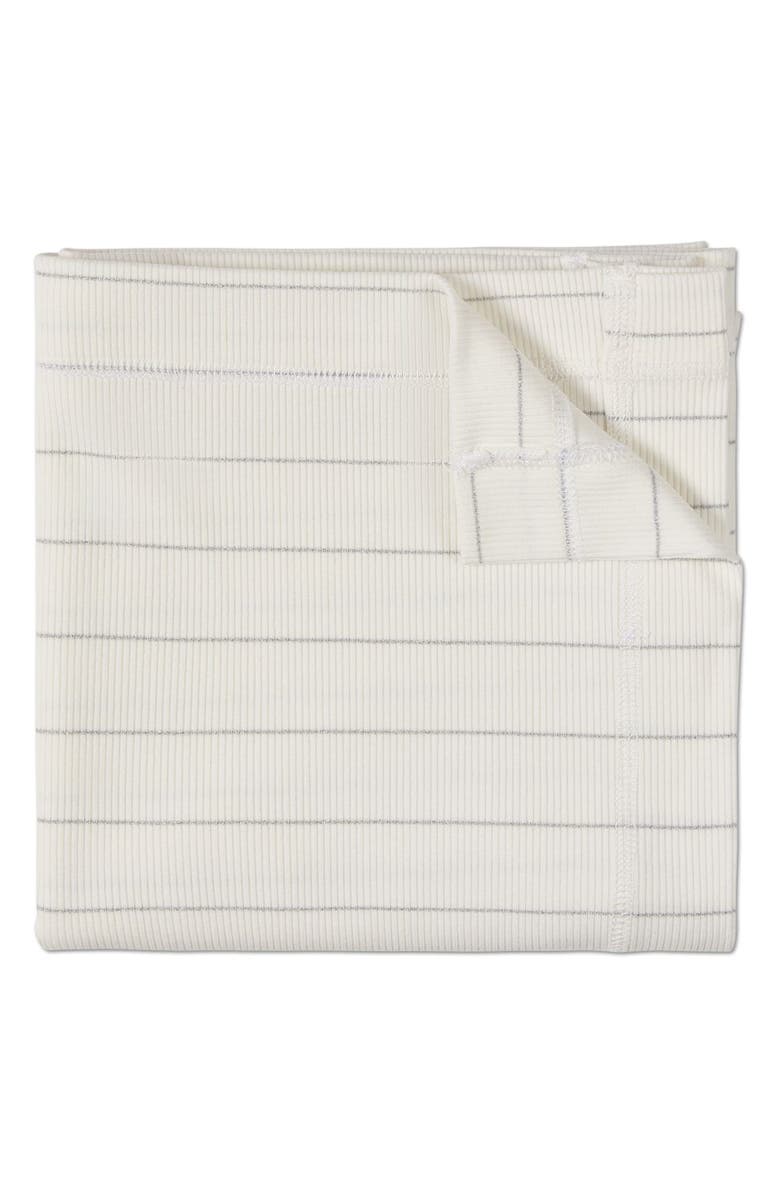 MiniMoi 3 Piece Unisex Baby Ribbed Shimmer Stripe Footie Set, Alternate, color, White