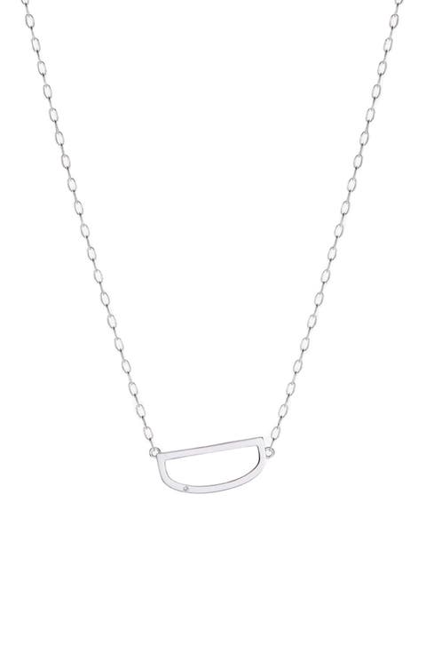 Silver Elongated Initial Pendant Necklace