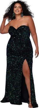Sydney's Closet Purple Sequin Fitted Formal Dress