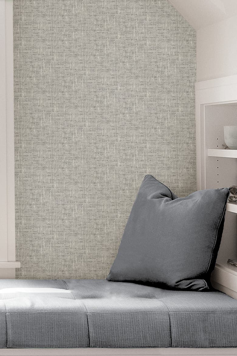 Grey Poplin Texture Peel & Stick Wallpaper, Alternate, color, GREY