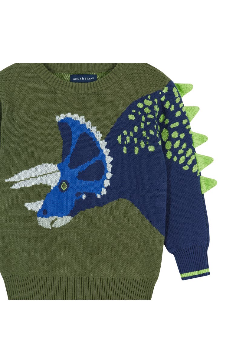 Andy & Evan Kids' Intarsia Pullover Sweater, Alternate, color, Olive Dino