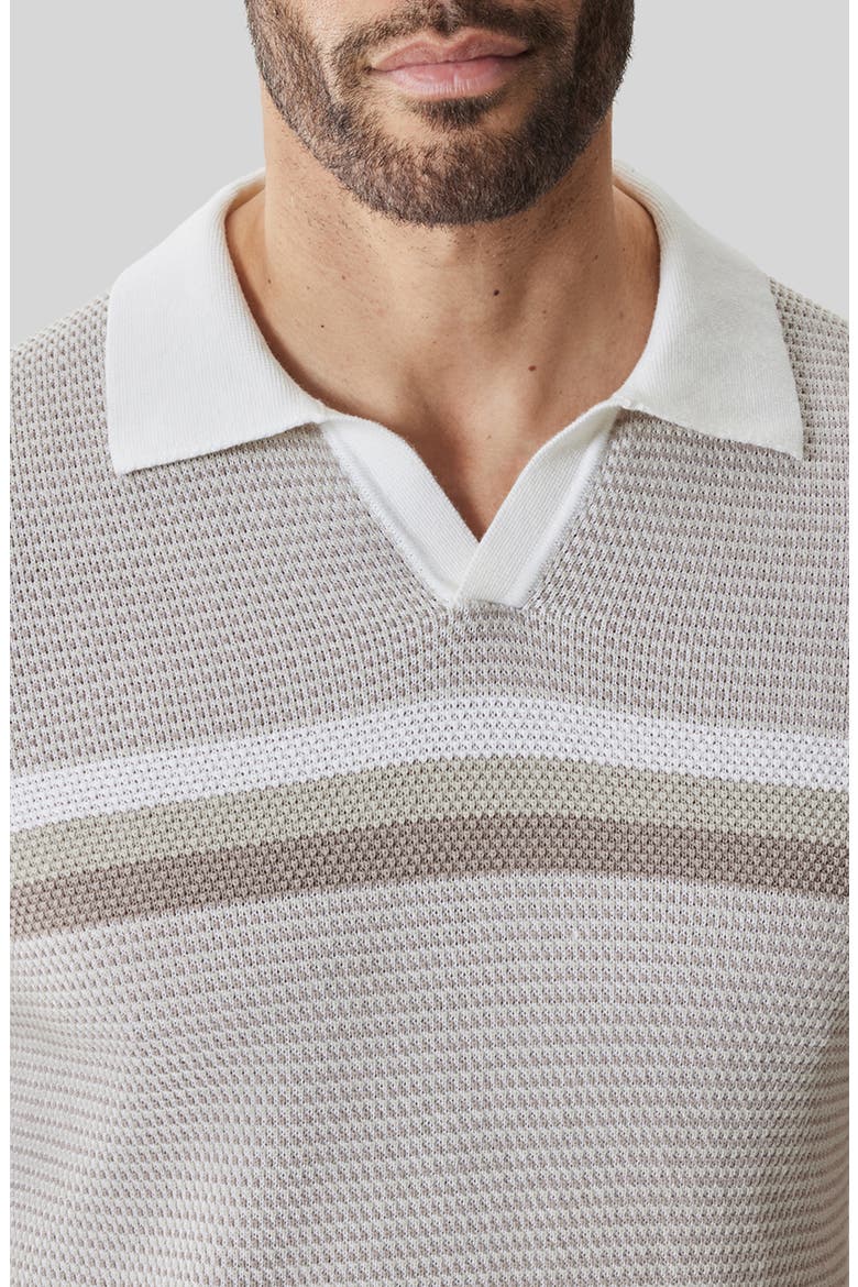 Rourke Placed Stripe Cotton Polo Sweater, Alternate, color, WHITE