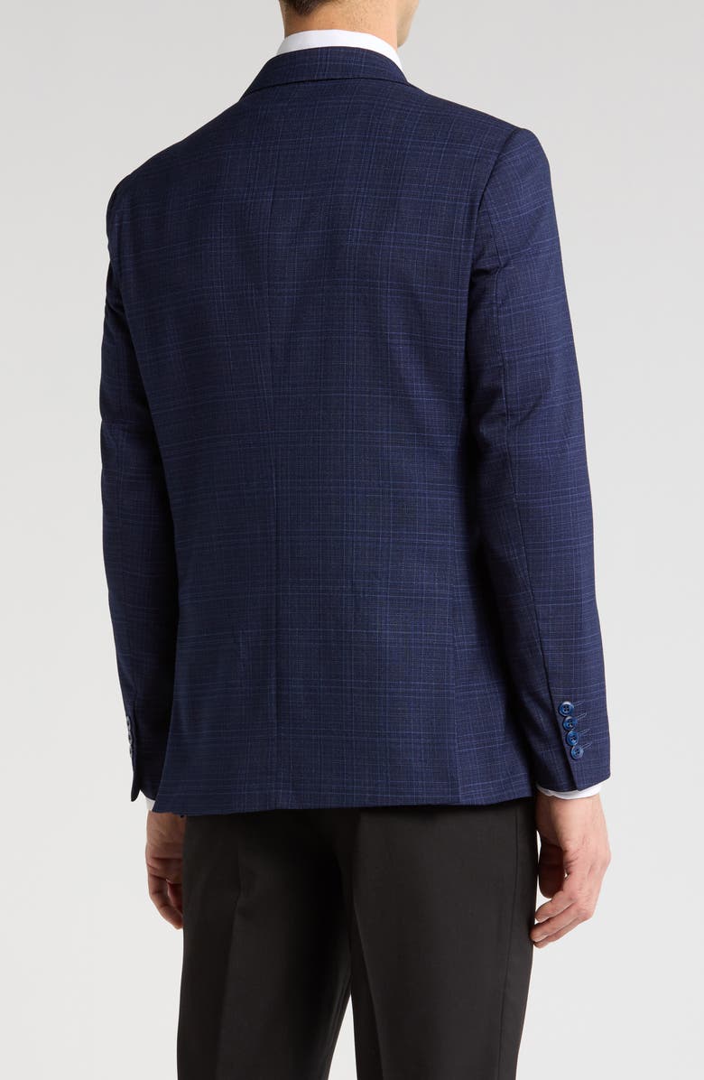 Tahari Slim Fit Plaid Blazer, Alternate, color, Navy