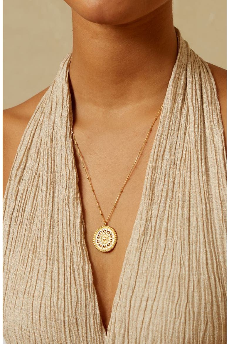 Inner Light Mandala Necklace, Alternate, color, Gold
