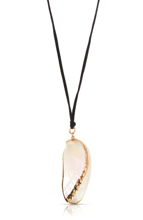 Shell Pendant Faux Suede Cord Necklace