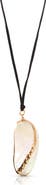 Ettika Shell Pendant Faux Suede Cord Necklace