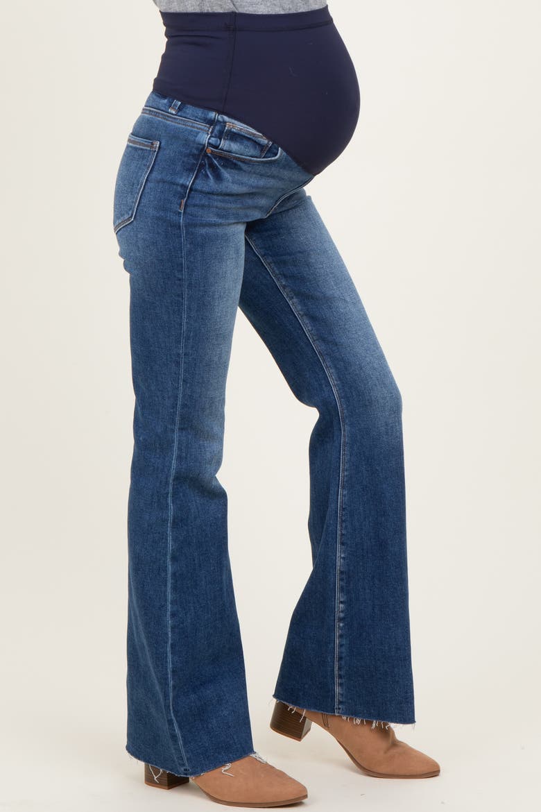 Raw Hem Maternity Flare Jeans, Alternate, color, Navy Blue