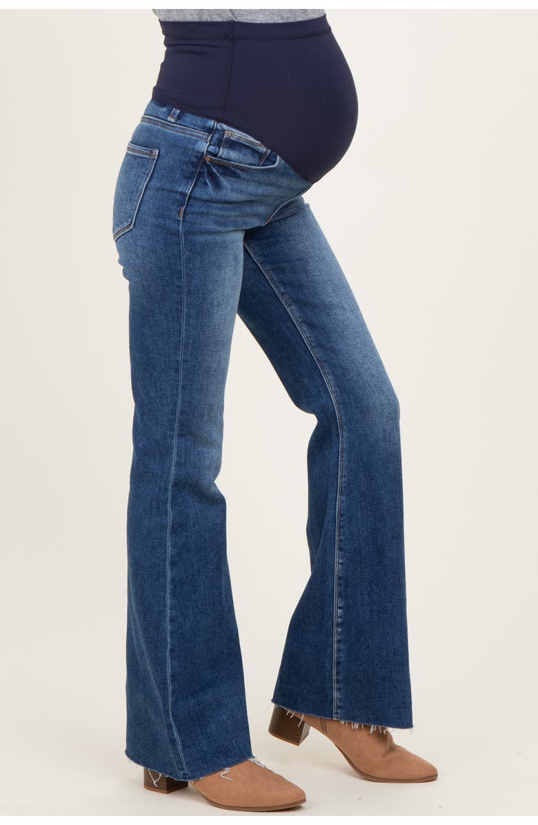PinkBlush Raw Hem Maternity Flare Jeans, Alternate, color, Navy Blue