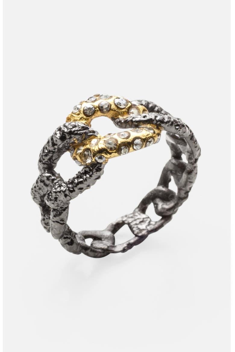 'Elements - Jardin de Papillon' Chain Link Ring, Alternate, color, GUNMETAL/ GOLD