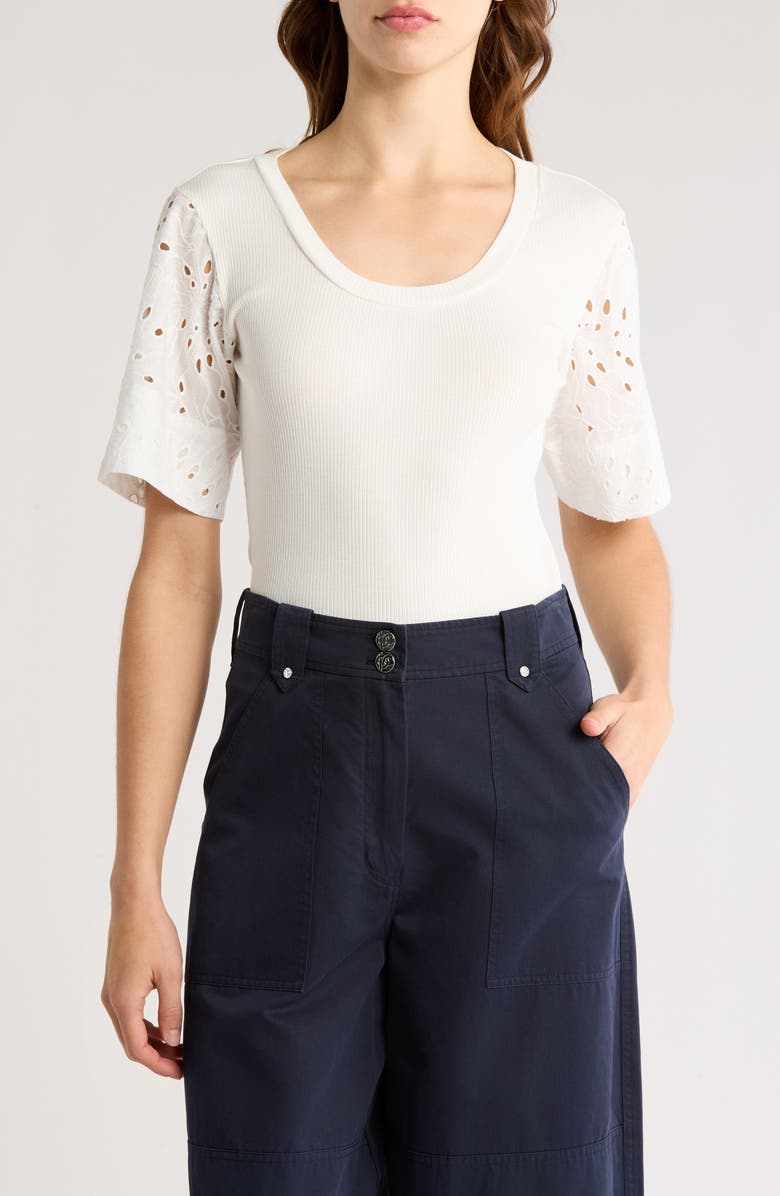 Derek Lam 10 Crosby Margaux Mix Media T-Shirt, Main, color, 