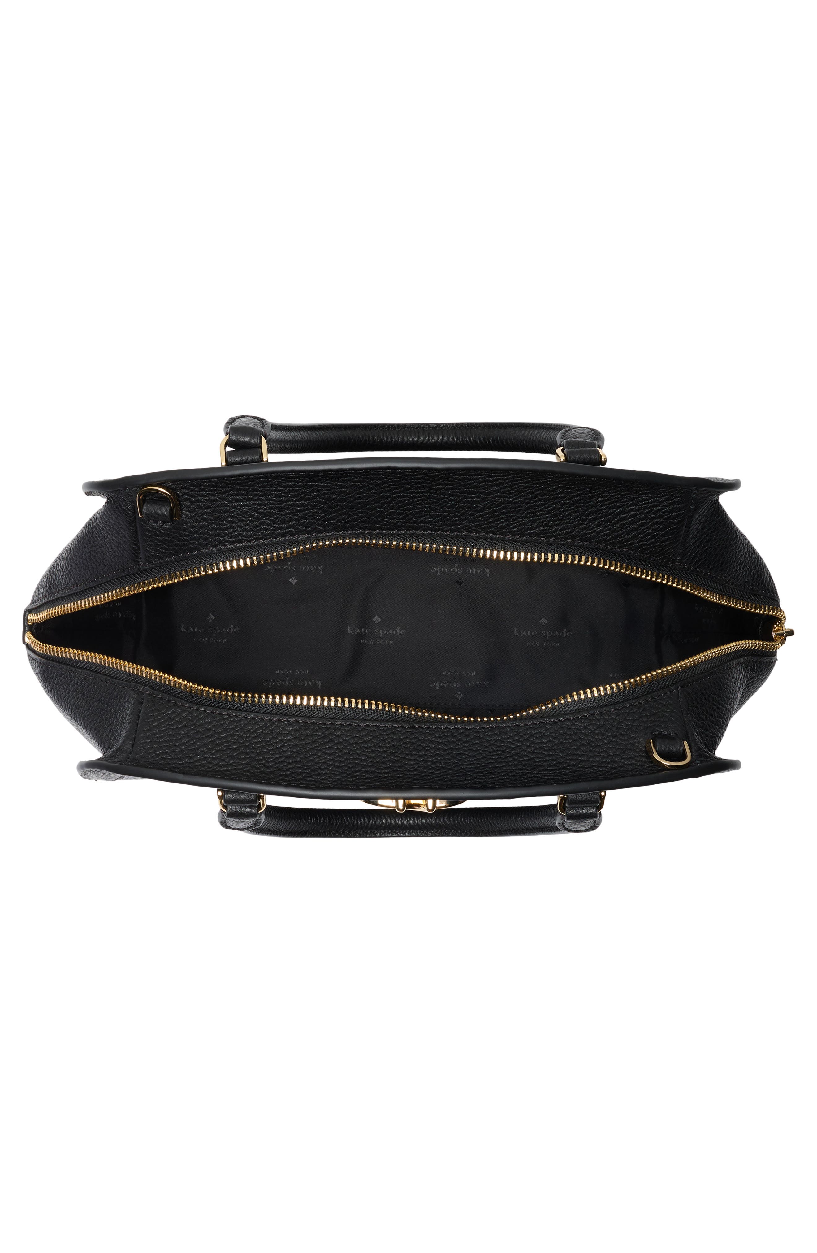 kyla pebble leather satchel bag, Alternate, color, BLACK