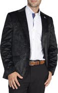 TailorByrd Black Velvet Two-Tone Metallic Paisley Sport Coat