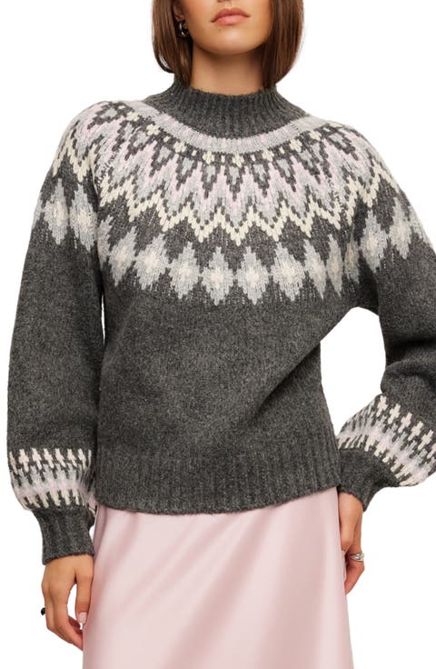 Zarah Jacquard Mock Neck Sweater