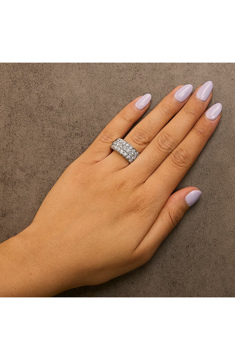 Haus of Brilliance Silver 3.0 Cttw Lab Grown Diamond 3 Row Band Ring, Alternate, color, White