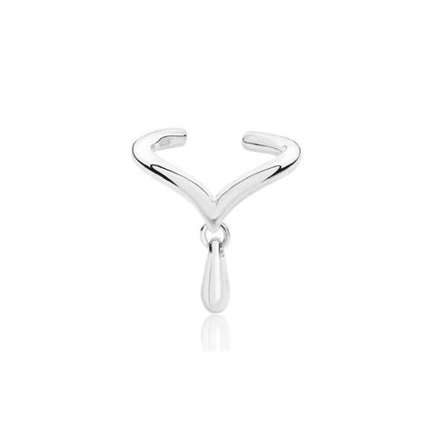Drop Ear Cuff With Drip In 925 Sterling Silver