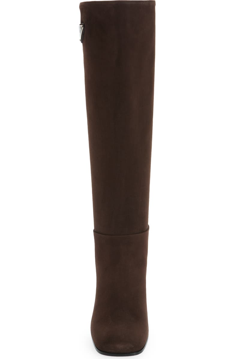 Prada Logo Knee High Boot, Alternate, color, Moro