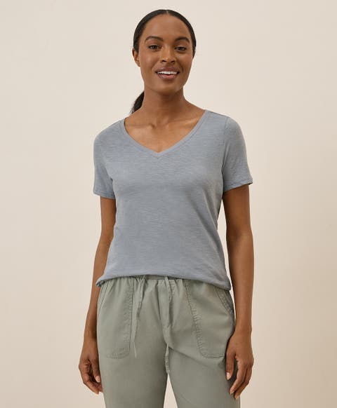 Organic Cotton Featherweight Slub V-Neck Tee