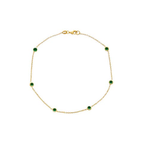 Emerald Green Diamond By The Yard Anklet