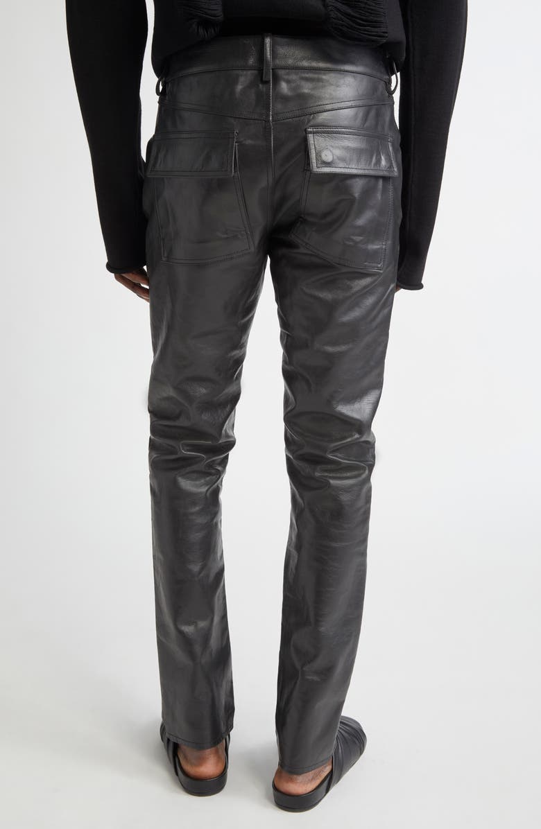 Rick Owens Tyrone Skinny Fit Leather Jeans, Alternate, color, Black