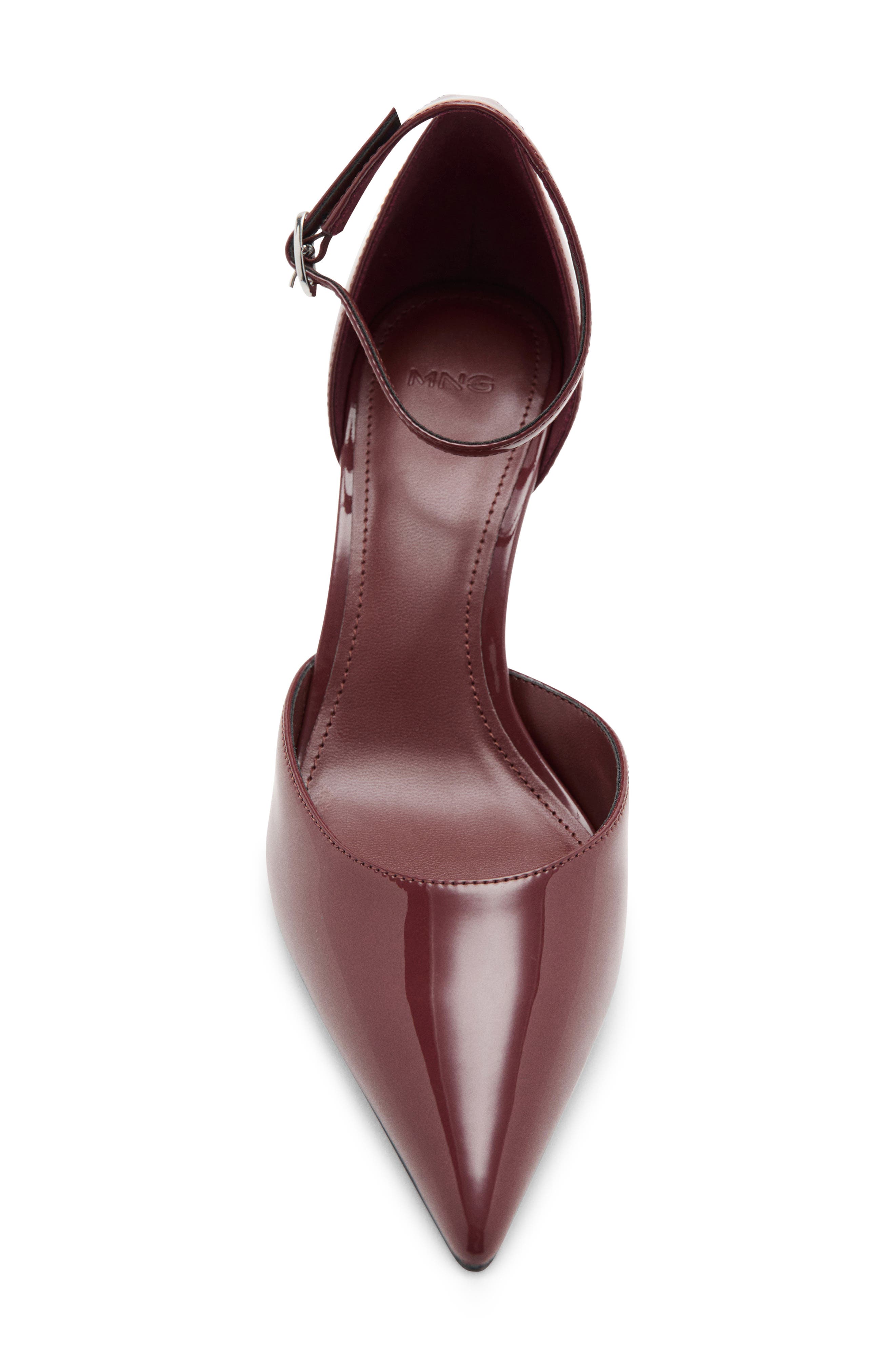 Faux Leather Pointed Toe Ankle Strap Pump, Alternate, color, BROWN