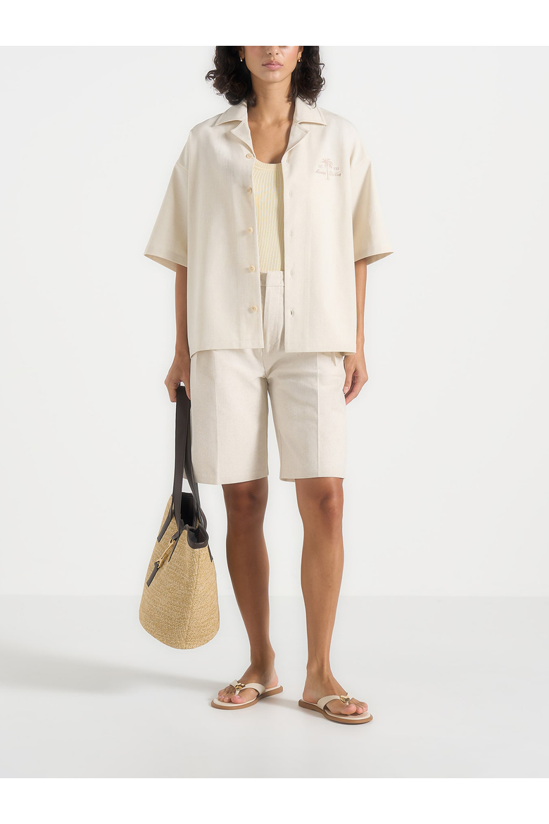 Alexis Unisex Cote d'Azur Boxy Shirt, Main, color, Cream