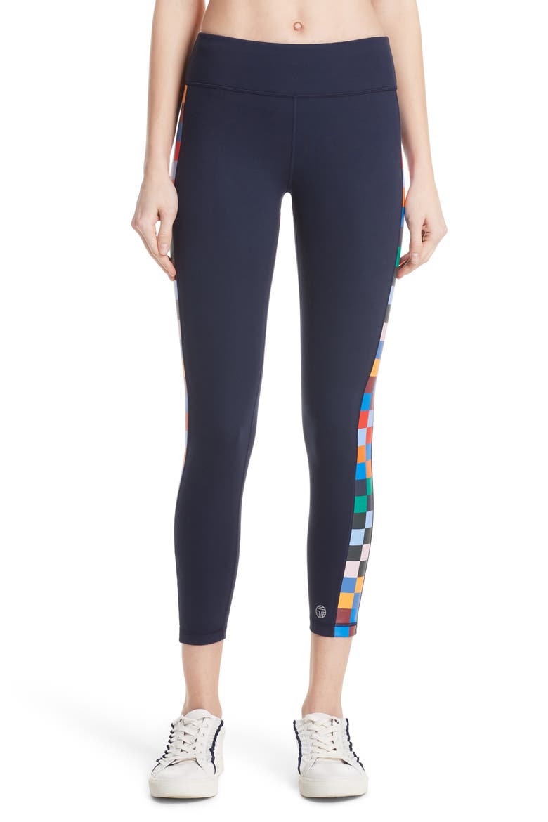 Tory Sport Checker 7/8 Leggings, Main, color, TORY NAVY