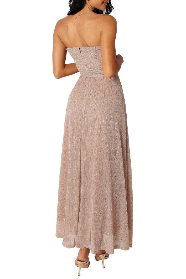 Farley Strapless Metallic Maxi Dress, Alternate, color, ROSE GOLD STRIPE