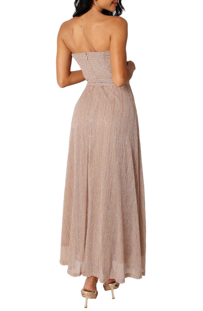Petal & Pup Farley Strapless Metallic Maxi Dress, Alternate, color, Rose Gold Stripe