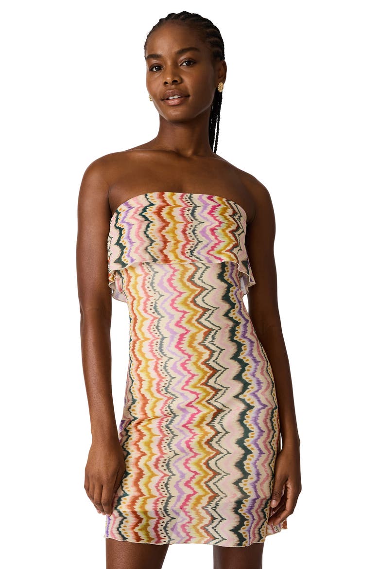 Bryar Print Strapless Dress, Alternate, color, RAINBOW VISION