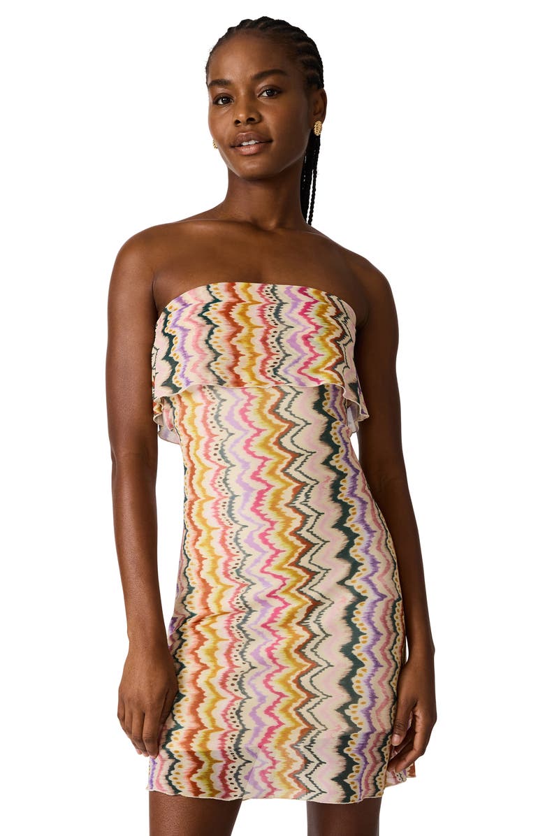 Steve Madden Bryar Print Strapless Dress, Alternate, color, Rainbow Vision