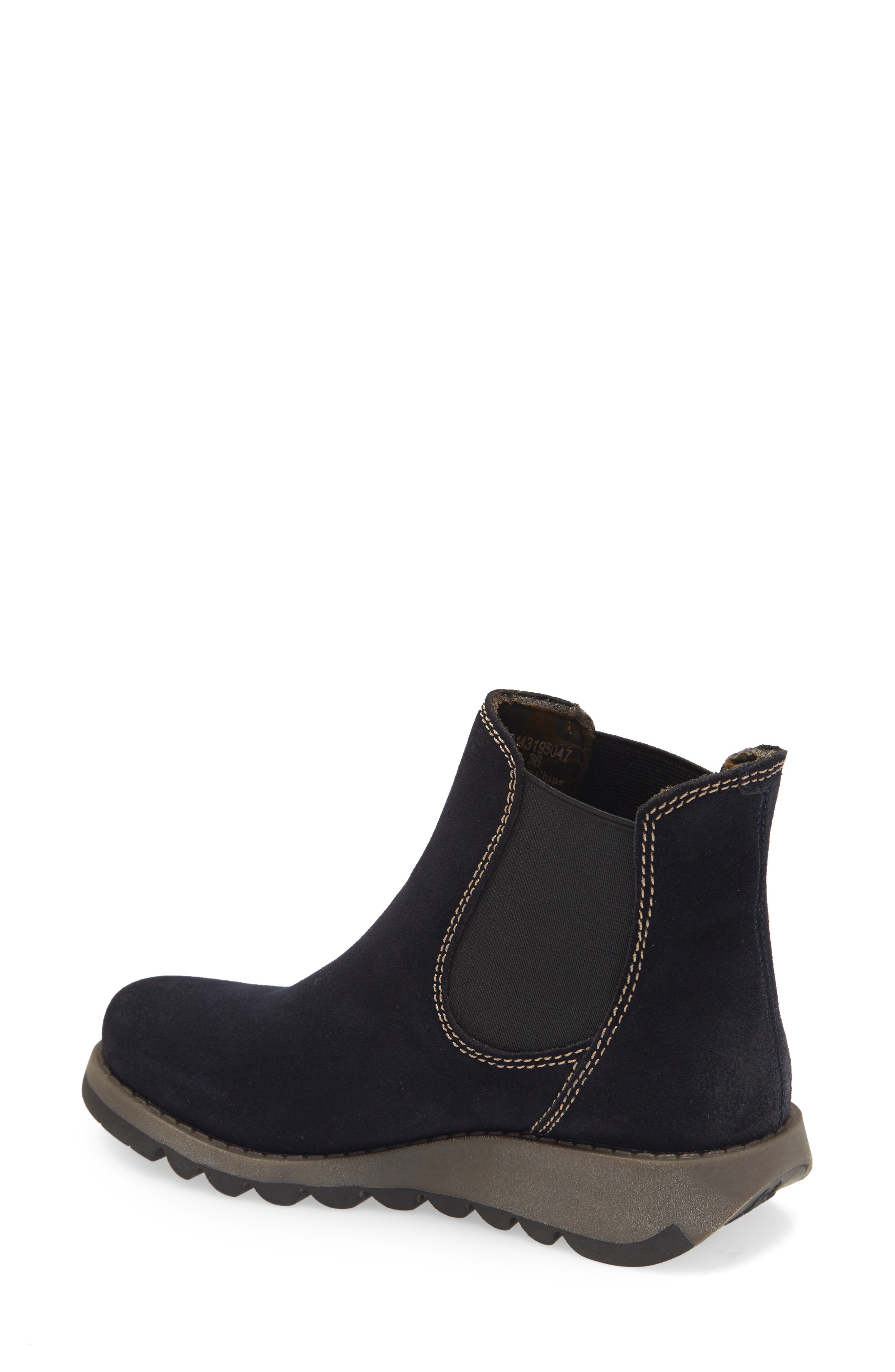 Fly London Salv Chelsea Boot, Alternate, color, Navy Suede