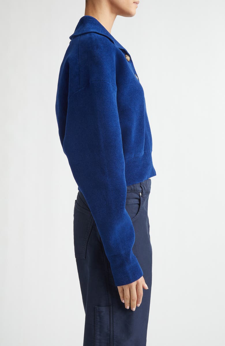Victoria Beckham Chenille Polo Sweater, Alternate, color, Bright Navy