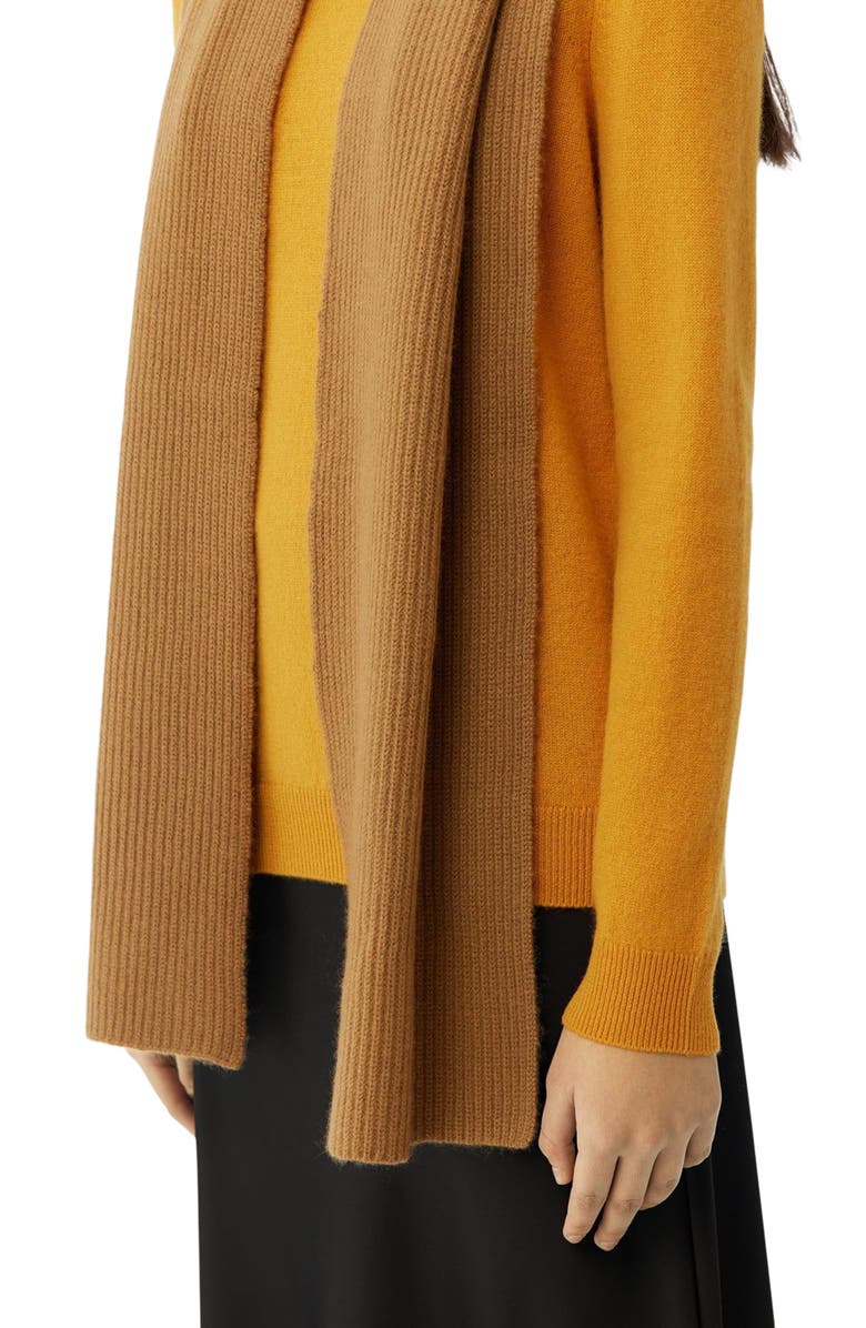 GOBI Mongolian Cashmere Fisherman Knit Scarf, Alternate, color, Almond