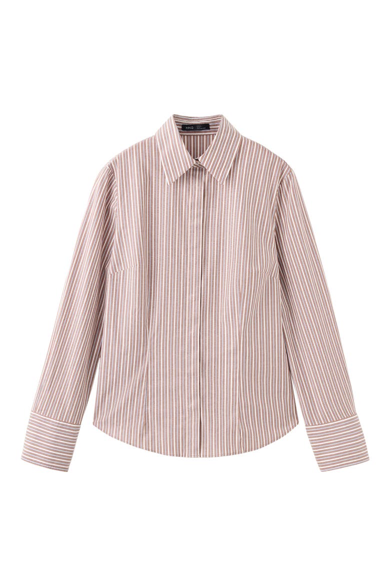 Stretch Cotton Button-Up Shirt, Main, color, BROWN