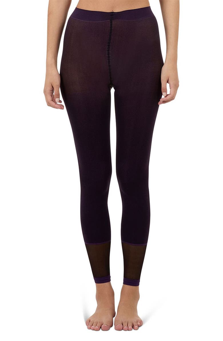 MeMoi Herringbone Footless Tights, Alternate, color, Plum Perfect