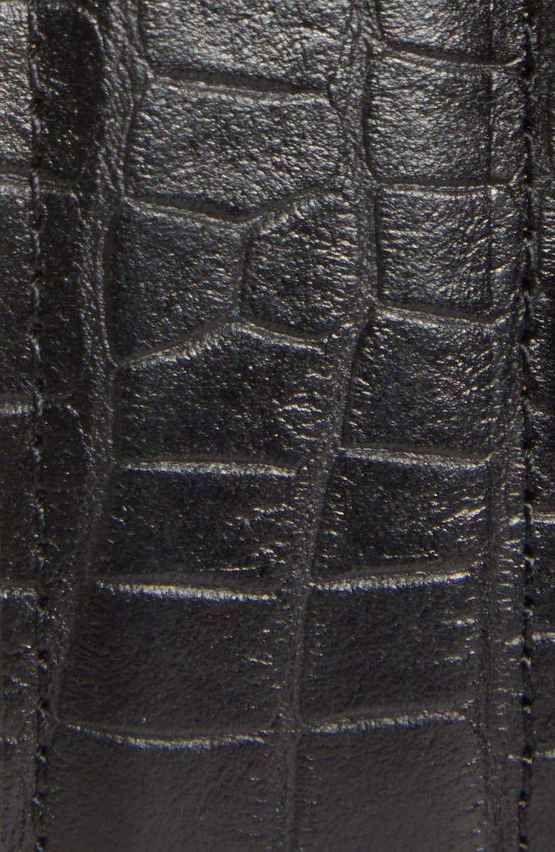 Noah Croc Embossed Metal Tip Leather Belt, Alternate, color, Black