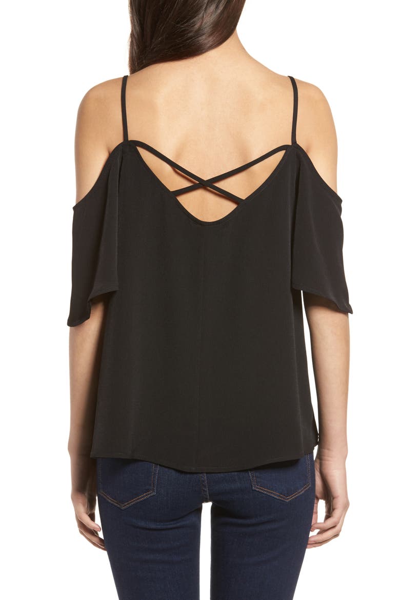 Cold Shoulder Top, Alternate, color, BLACK