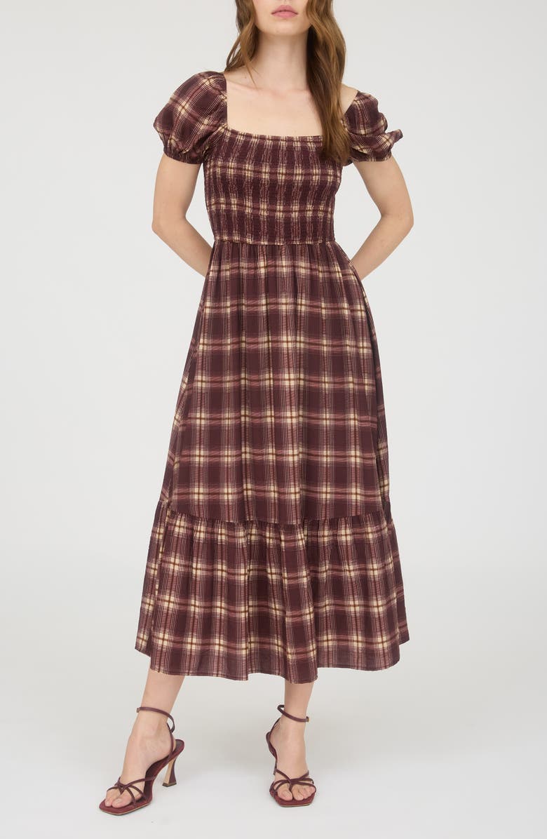 Plaid Tiered Midi Dress